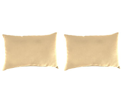 Veranda Antique Beige Outdoor Lumbar Throw Pillows, 2-Pack