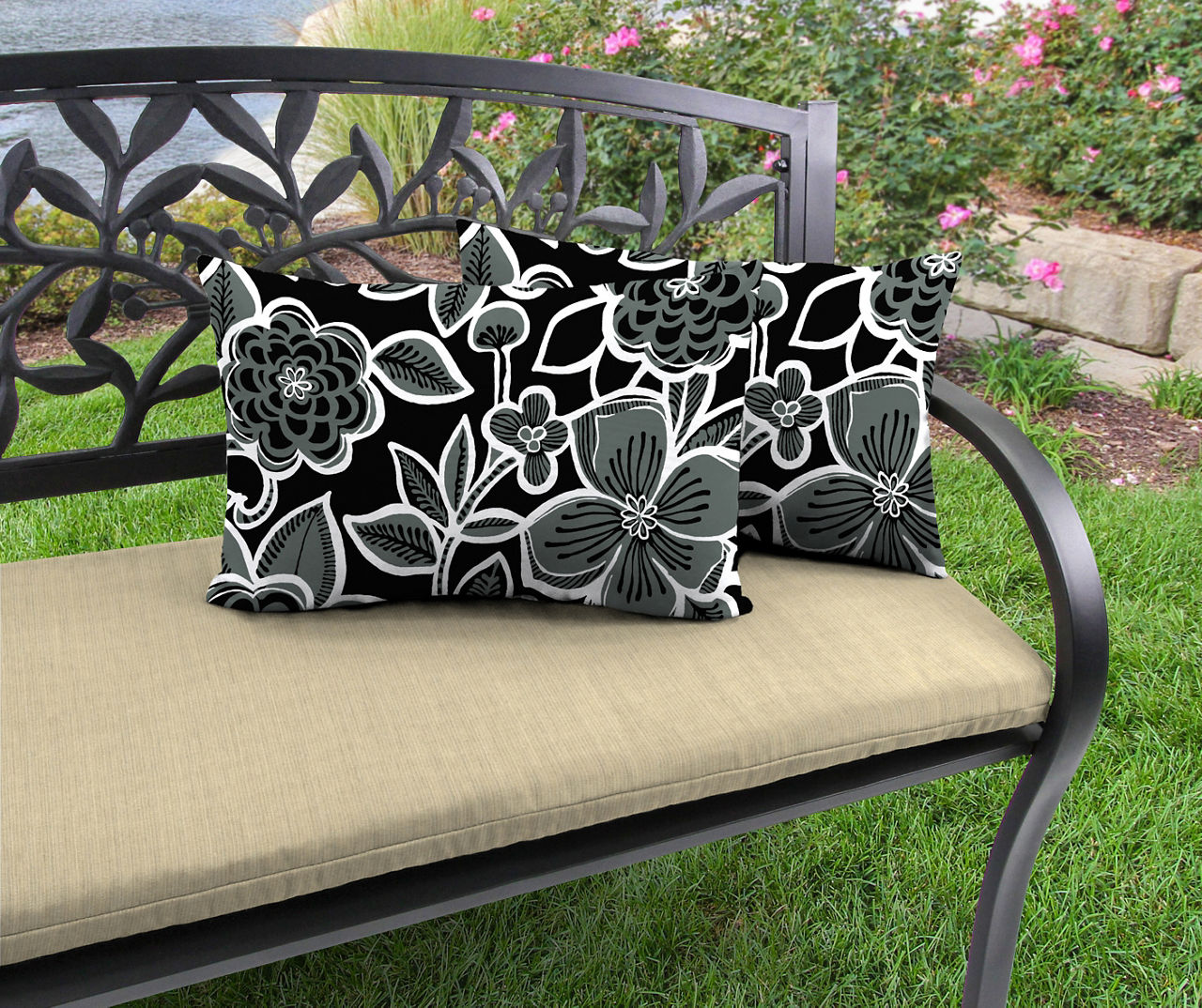 Jordan Manufacturing Halsey Shadow Outdoor Lumbar Throw Pillows, 2-Pack ...