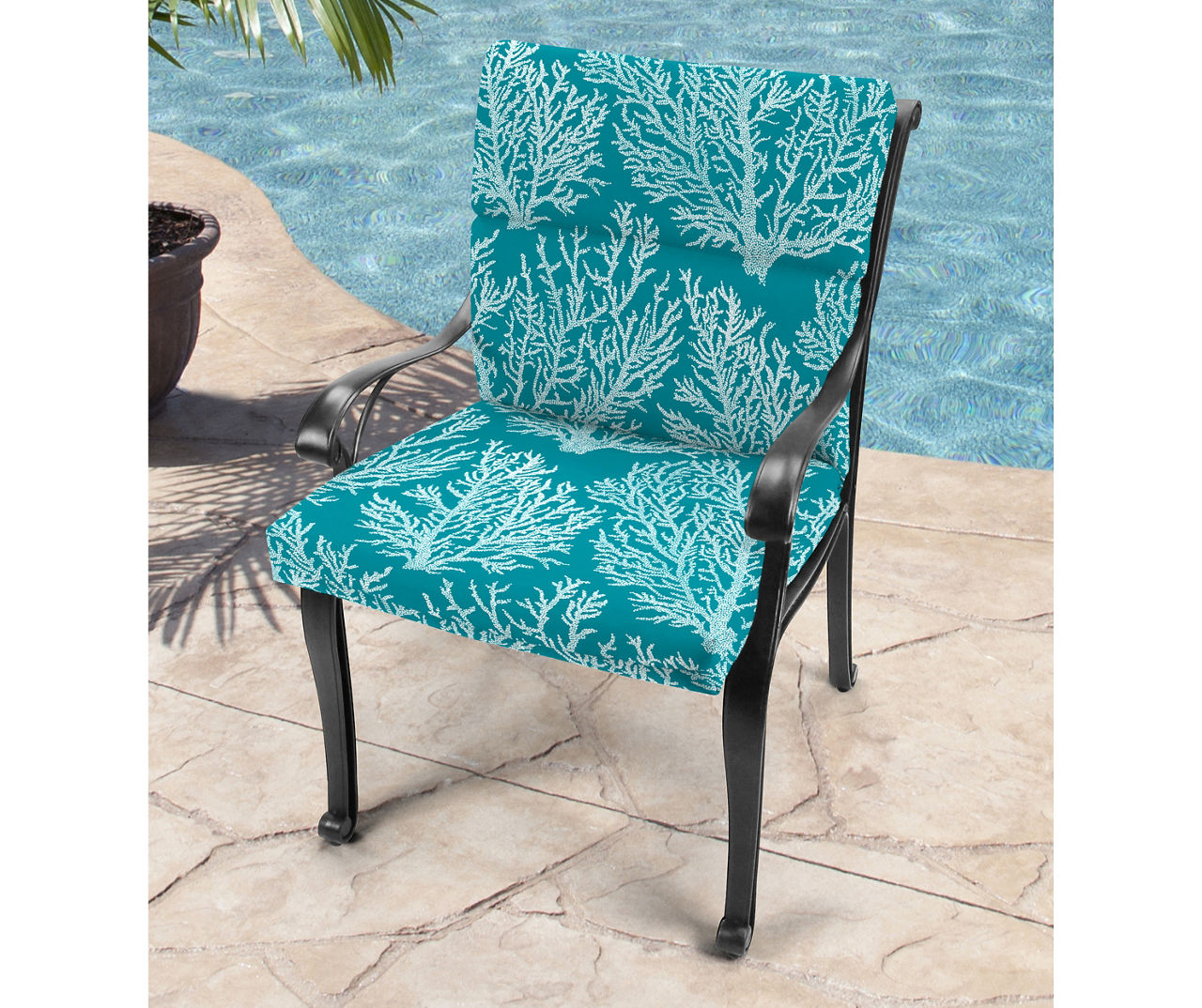 Jordan Manufacturing Sea Coral Turquoise French Edge Outdoor Chair