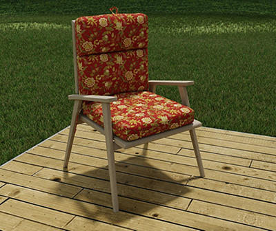 22" x 44" Alberta Salsa French Edge Outdoor Chair Cushion with Ties and Hanger Loop