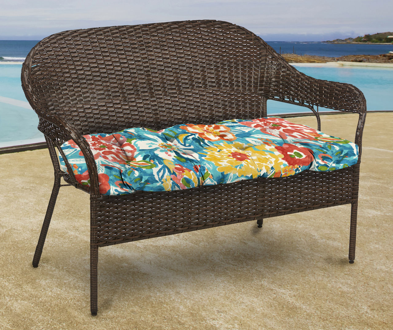 Outdoor wicker store settee cushions