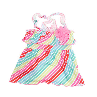 Pet Multicolor Stripe Ruffle Dress