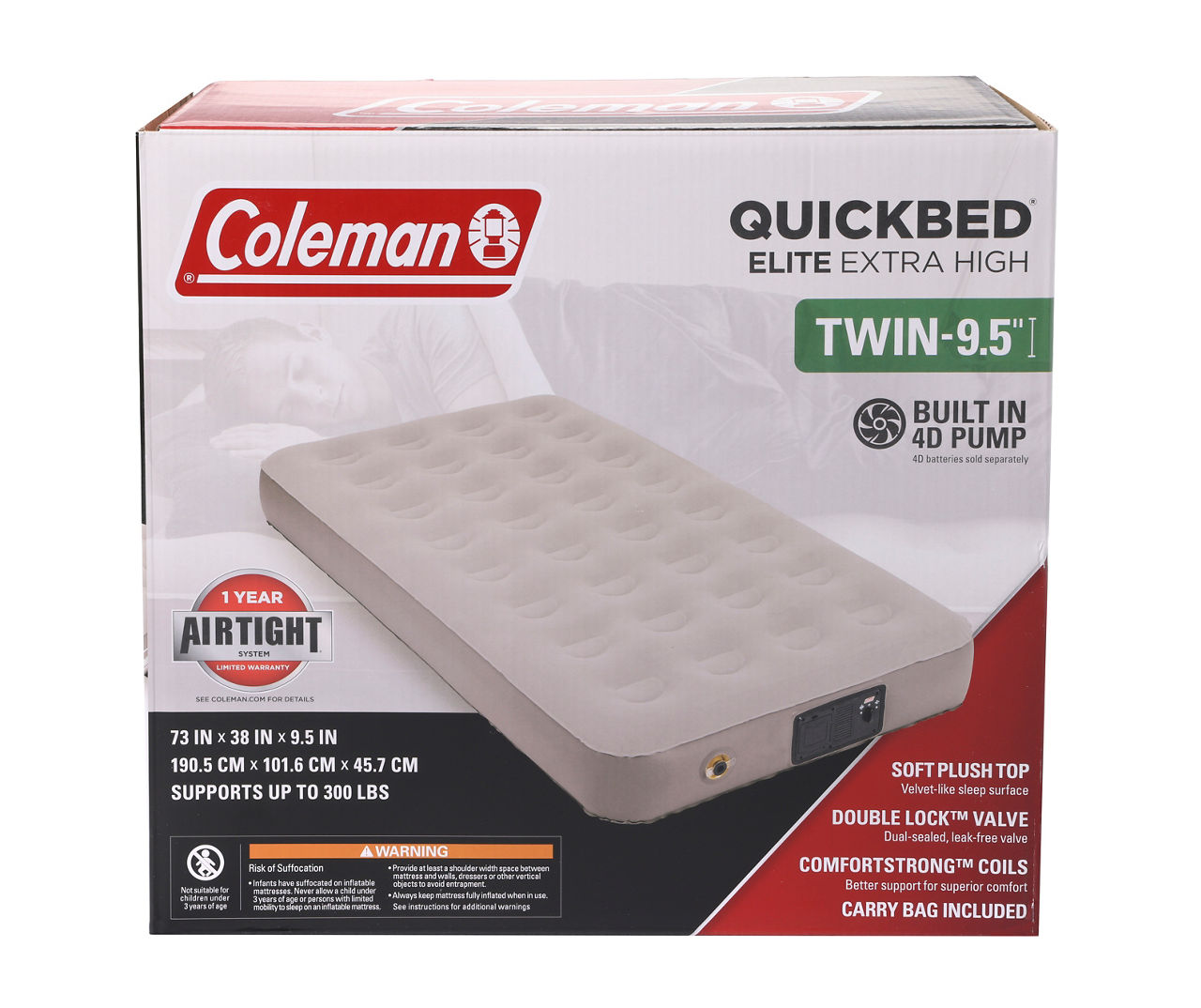 Coleman quickbed queen shop built in pump