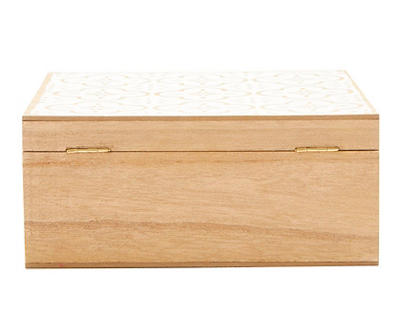 Broyhill White & Tan Quatrefoil Wood Trinket Box - Big Lots