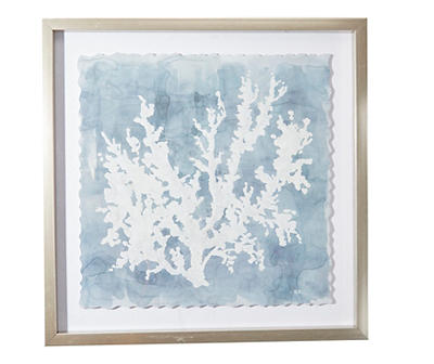 Blue & White Abstract Coral Framed Wall Art