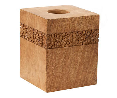 Brown Floral-Accent Block Tealight Holder, (5