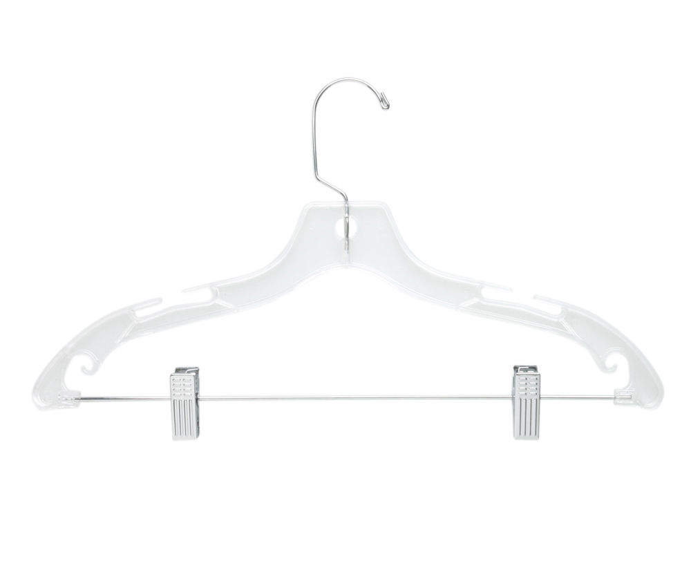 17 Clear Plastic Combo Hanger W/ Clips & Notches