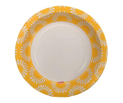 8.5" Yellow Sun Mandala Premium Paper Plates, 62-Count