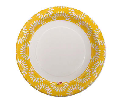 10" Yellow Sun Mandala Premium Paper Plates, 44-Count