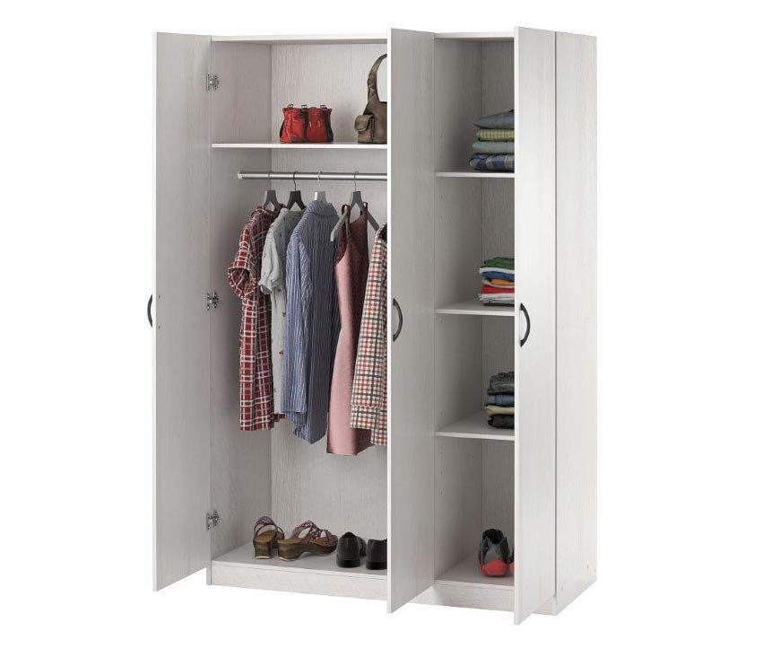 Wardrobe Storage Cabinet, Armoire Closet Organizer with Drawer and Hanging  Rod, White 