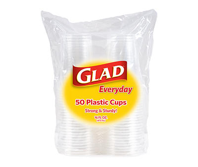 GLAD 16Z PLASTIC CUP 50CT CLEAR