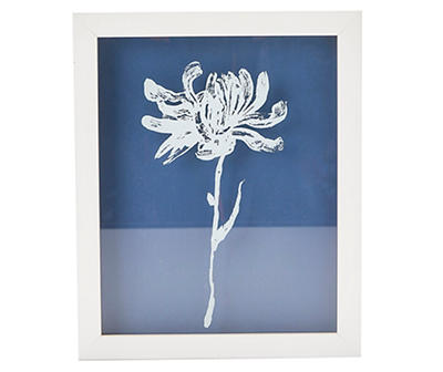 Blue Lined Floral Framed Art Print