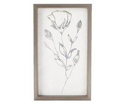 White & Gray Botanical Wheat Framed Wall Plaque