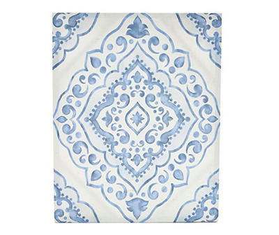 White & Blue Medallion Wrapped Canvas