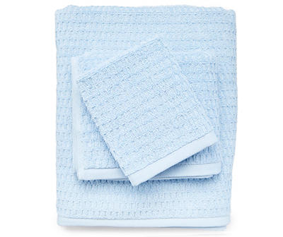 Airy Blue Waffle-Texture Bath Towel