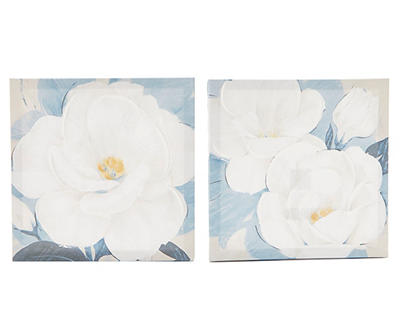Blue & White Floral 2-Piece Wrapped Canvas Set