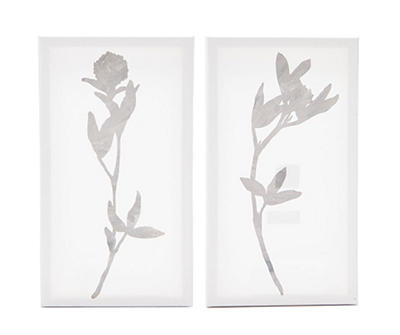 White & Gray Floral 2-Piece Wrapped Canvas Set