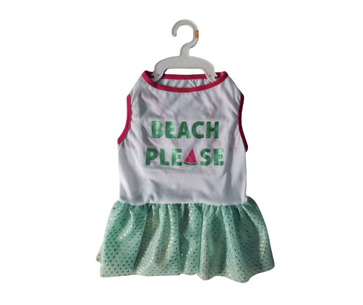 Pet Medium "Beach Please" Green Dress
