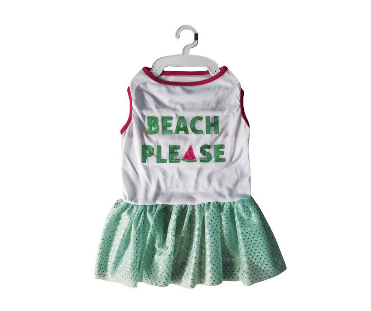 Pet Large "Beach Please" Green Dress