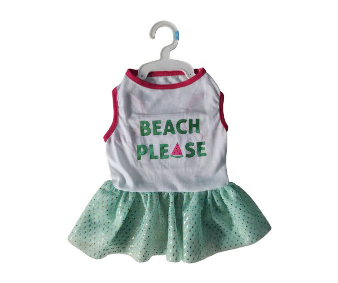 Pet Small "Beach Please" Green Dress
