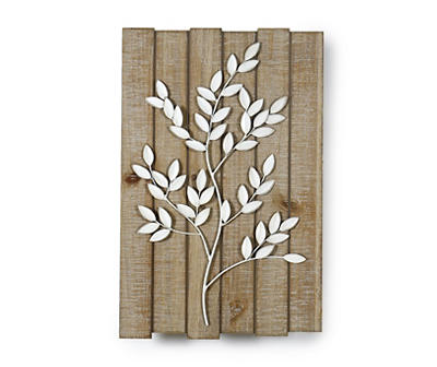 White & Brown Leaves Plaque