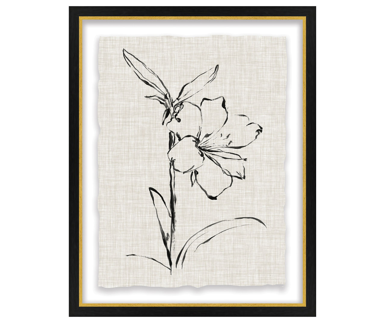 Broyhill Beige & Black Floral 1 Deckled Edge Framed Print | Big Lots