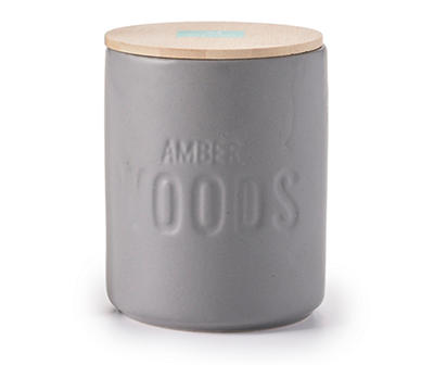 Amber Woods Sharkskin Gray Lidded Ceramic Jar Candle, 15 oz.