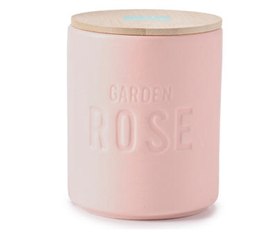 Garden Rose Seashell Pink Lidded Ceramic Jar Candle, 15 oz.
