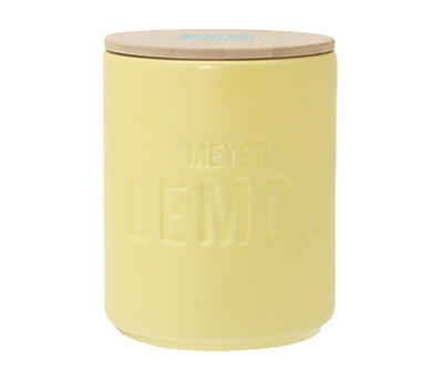 Meyer Lemon Sunshine Yellow Lidded Ceramic Jar Candle, 15 oz.