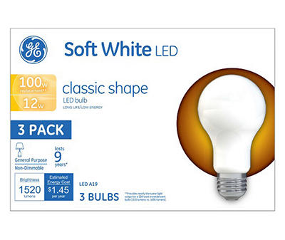 12-Watt Soft White Low-Energy Classic Shape Light Bulbs, 3-Pack