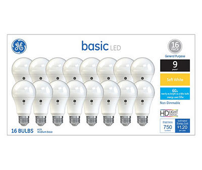 10-Watt Soft White Low-Energy Light Bulbs, 16-Pack