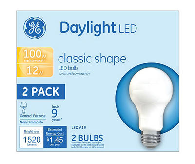 12-Watt Daylight LED Light Bulbs, 2-Pack