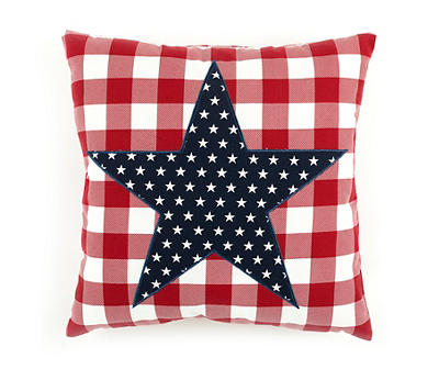Liberty Star Plaid Outdoor Throw Pillow