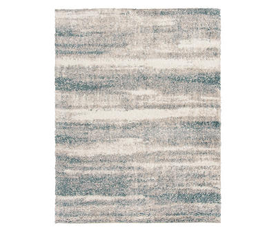 Gracen Beige & Light Turquoise Abstract Area Rug, (6' x 9')