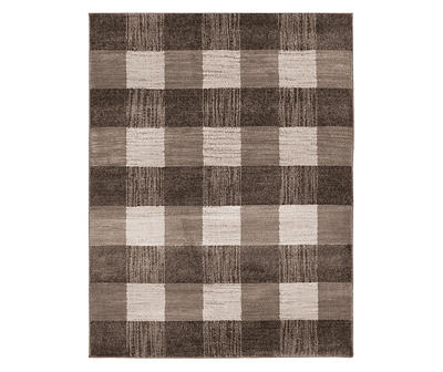 Regina Brown & Greige Checkerboard Area Rug, (6' x 9')
