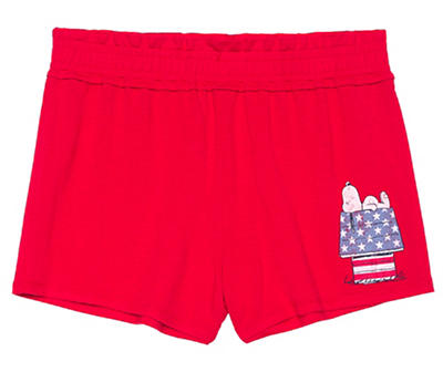 Peanuts Women's Red Americana House Snoopy Shorts