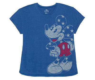 Disney Women's Blue Stars & Stripes Mickey Graphic Tee
