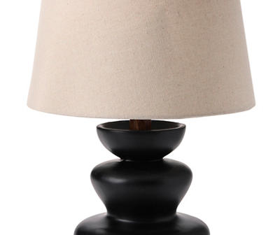 Black Tiered Disc Table Lamp With White Shade