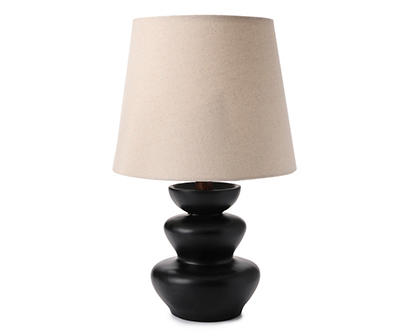 Black Tiered Disc Table Lamp With White Shade