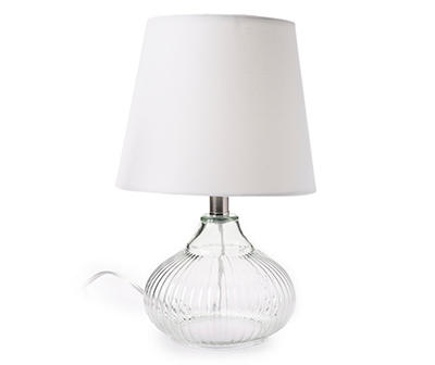 Glass Rib Table Lamp With White Shade