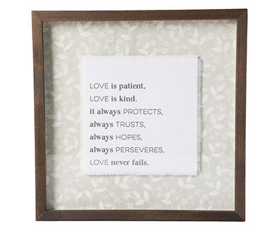"Love Is Patient" Beige Floral Pattern Framed Wall Plaque