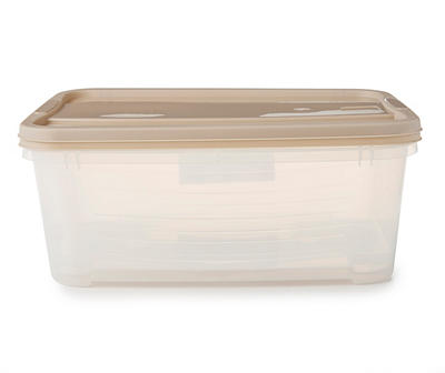 Clear 12-Quart Storage Box with Gray Snap Lids, 3-Pack