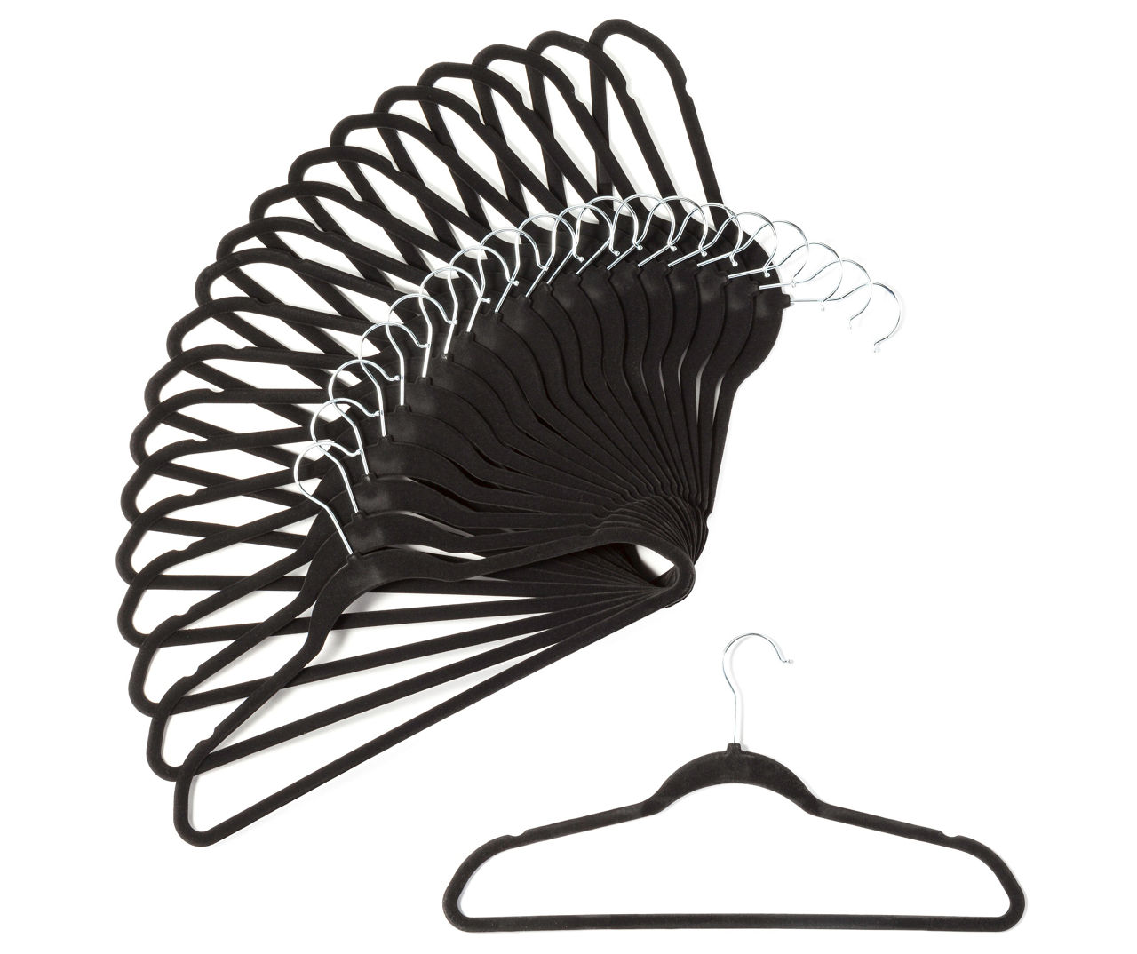 Home Essentials Black Velvet Hangers, 25-Pack