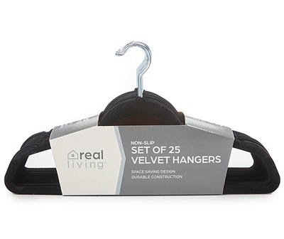 Real Living Black Velvet Hangers, 25-Pack