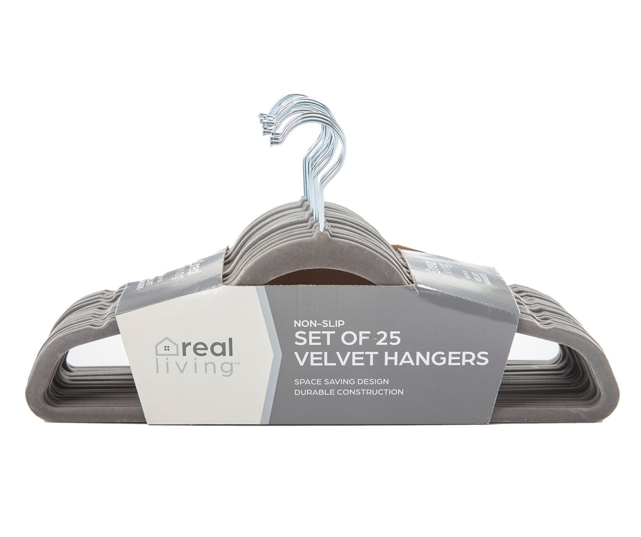 Real Living Gray Velvet Hangers, 50-Pack