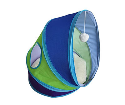 Blue & Green Curved Tube Cat Tent