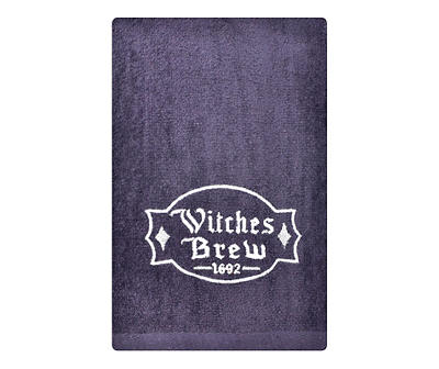 "Witches Brew" Black & White Embroidered Hand Towel