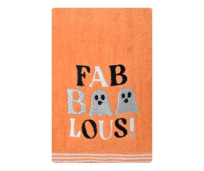 "Faboolous!" Orange & Silver Embroidered Ghost Hand Towel