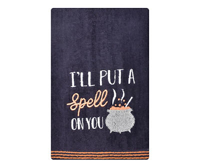 "A Spell on You" Black Embroidered Cauldron Hand Towel