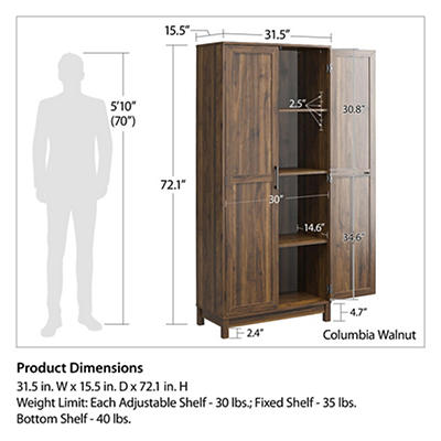 Seven Hills Columbia Walnut 2-Door Storage Cabinet
